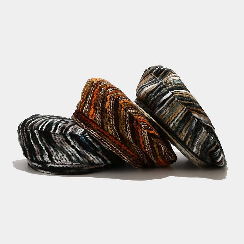 

French Designer Beret Hat for Women Novelty Bohemian Baret Ladies Winter Tie Dye Striped Retro Painter Octagonal Mushroom Hats