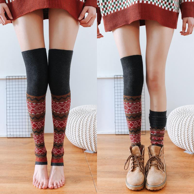 

Women's Fashion Boot Cover Slim Autumn And Winter Fashion Lady Knitted Stepped Foot Warm 2020, Black