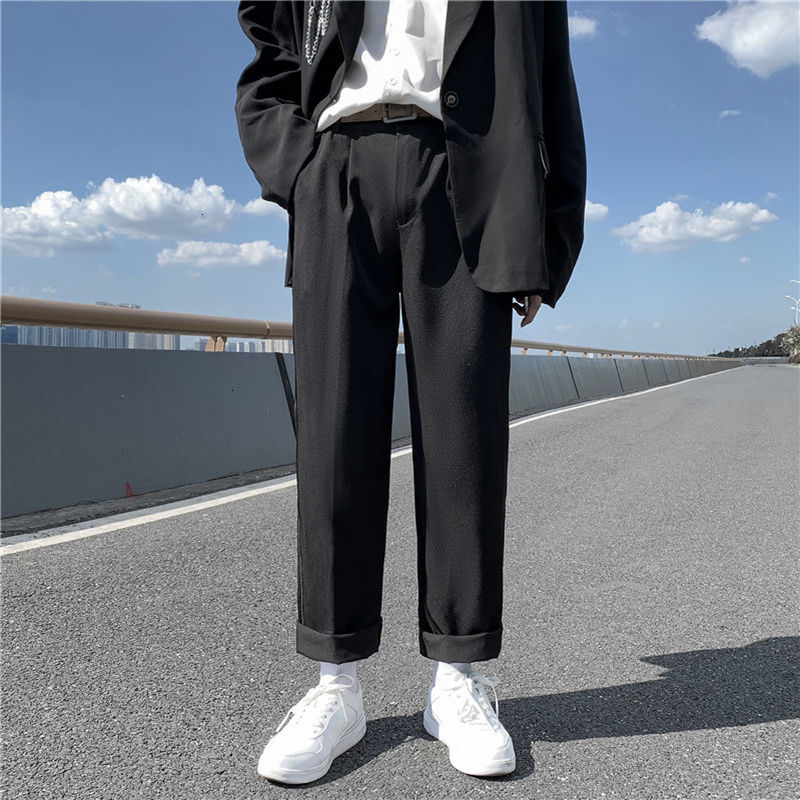 

New De 2021 Vestido Masculino Outono Inverno Novo Fino Slida Coringa Retas Personalidade Juventude Masculinas EO6Y, Brown