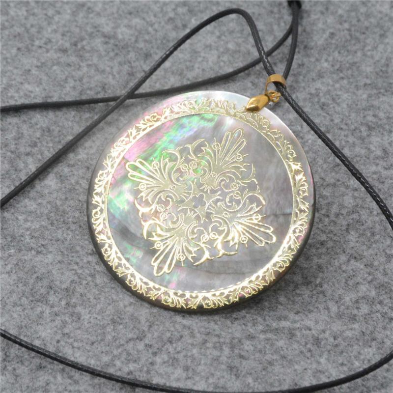 

Pendant Necklaces High Quality Natural Multicolour Abalone Shell Round Shape Sweater Chain Necklace Women's Exquisite Gift Y616