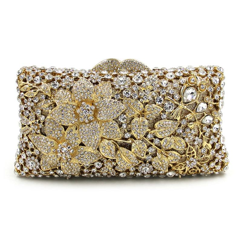 

Luxury Elegant Gold Metal Women Evening Clutch Bag White Diamond Party Shoulder Bag Fashion Celebrity Dinner Purse Bride Bags, Show as picture