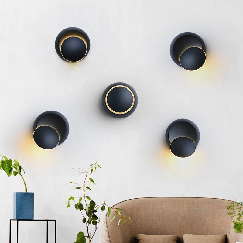 

Nordic minimalist bedroom bedside lamp led creative living room dining room staircase aisle round adjustable lamps