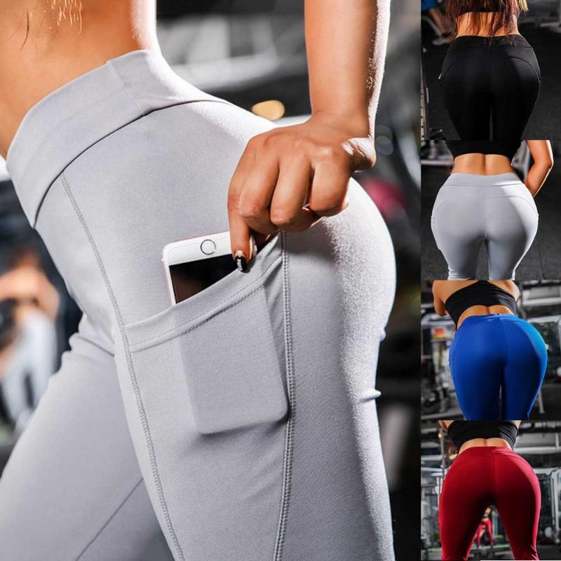 

Yoga Pants With Pockets Women Sport Leggings Jogging Workout Running Leggings Stretch High Elastic Gym Tights Women Legging, Black