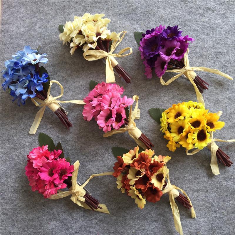 

WeddingBobDIY Boutonniere Groom Groomsman Best Man Flowers Wedding Bouquet Accessories Prom Party Suit Decoration1, Yellow