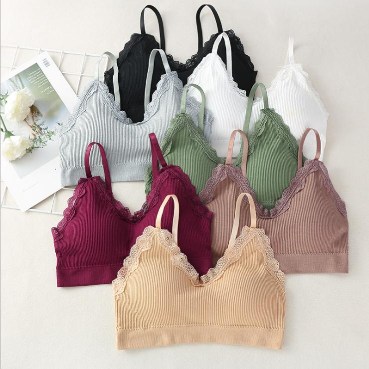 

Lace Bra Sweet Women Bralette Conditionable Shoulder Strap Underwear Gathering Without Steel Rings Bras, Black