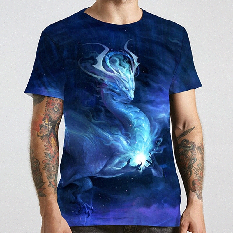 Men's Unisex Tee T shirt Shirt 3D Print Dragon Graphic Prints Plus Size Round Neck Casual Daily Print Short Sleeve Regular Fit Tops Basic De