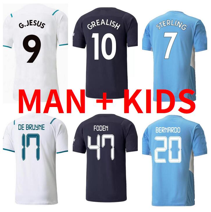 

2021 2022 GREALISH STERLING DE BRUYNE soccer jerseys 21 22 G. JESUS RÚBEN BERNARDO FODEN MAHREZ FERRAN MENDY football shirts uniforms MEN+ kids, Black