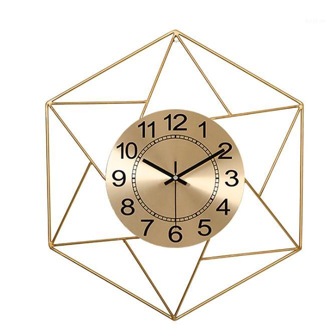 

geometry hexagon Iron creative wall clock Quiet bedroom living room decorative large wall clock diameter 48cm1