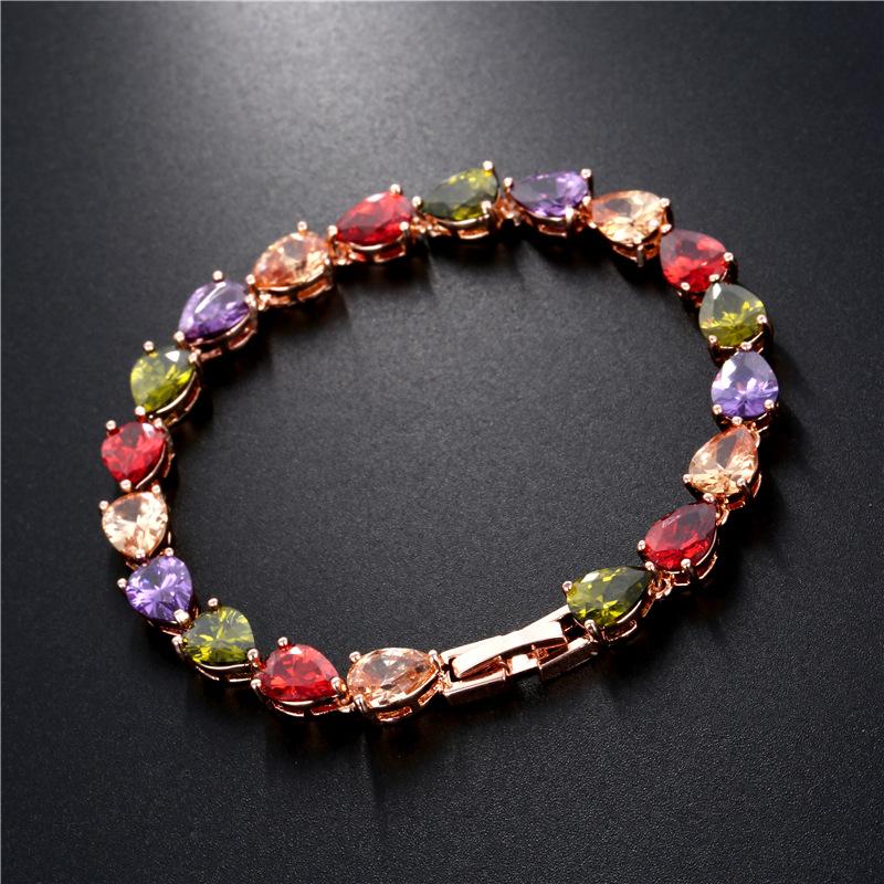 

1 PC Shiny Bling Women Zircon Bracelet Colorful heart Copper Zircon Bracelets For Women Jewelry