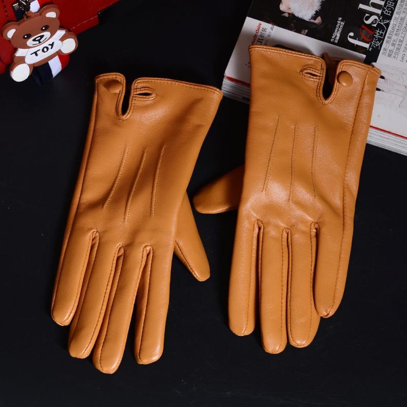 

New Women's Ladies Fashion Real Leather Sheepskin Winter Warm Short Gloves1