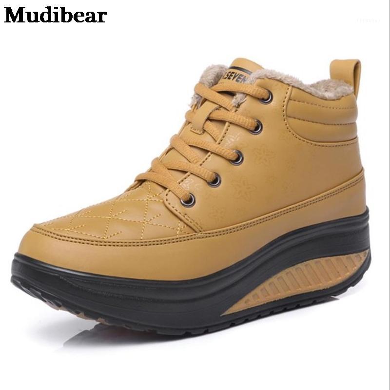 

Mudibear Women boots winter sneakers travel boots solid color round toe women snow boot Increase antiskid sneakers1, Black