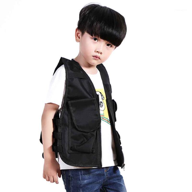

Adjustable Training Shooting Hunting Sports Camping Protective Children Tactical Vest Field Outdoor CS Game Nylon Cloth1, Black