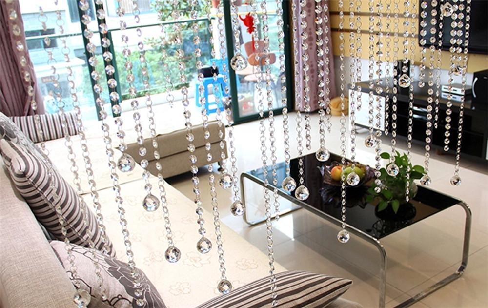 

Crystal Glass Bead Curtain Luxury Living Room Bedroom Window Door Wedding Decor Transparent Octagonal Bead Curtain, As pic