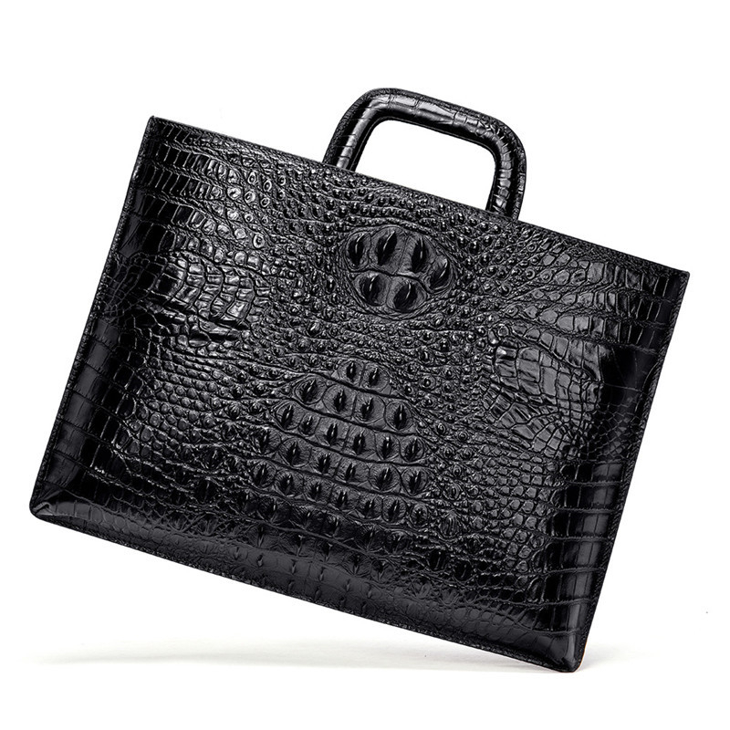 

Alligator Cow Leather Laptop Bags Genuine Leather Men's Briefcase Brand Men's Crocodile Pattern Briefcase Travel Messenger Bag New, Black