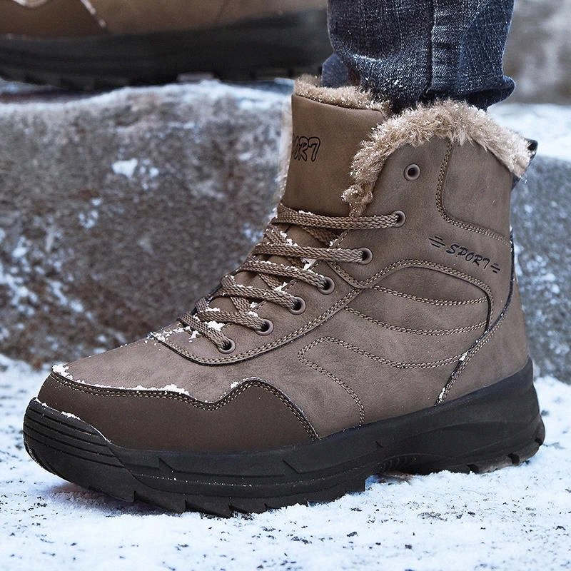 

Men Boots plush warm Winter Outdoor Sneakers Mens Snow Boots Waterproof Warm with fur Snow Ankle big size 48 a4 #D80U