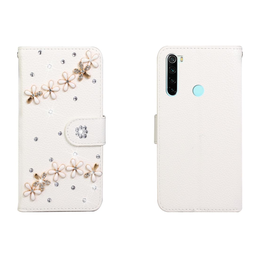 

For Xiaomi Redmi Note 8 Horizontal Flip Solid Color Rhinestones Leather Case with Card Slot Wallet Holder