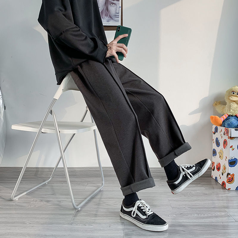 

New Primavera 2021 e Inverno Novo Fino Slida Selvagem Linha Reta Largas Soltas Casuais Masculinas S74R, Beige