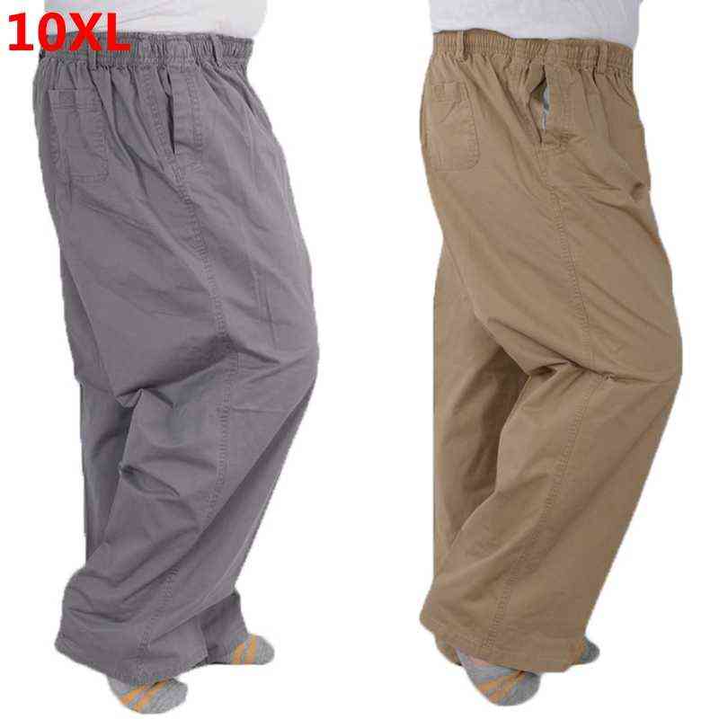 

Plus size 8XL 11XL 12xl middle-aged men's summer thin elastic band high waist cotton casual trousers Dad oversize 9XL 8XL 7XL H1223, Army green