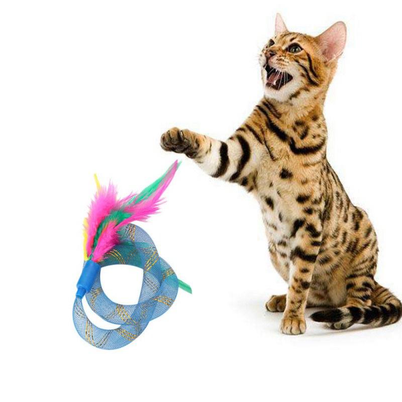 

Cat Hose Spring Toy Flexible Coil Spiral With Feather Traning Exercise Pet Action Durable Interactive Toys