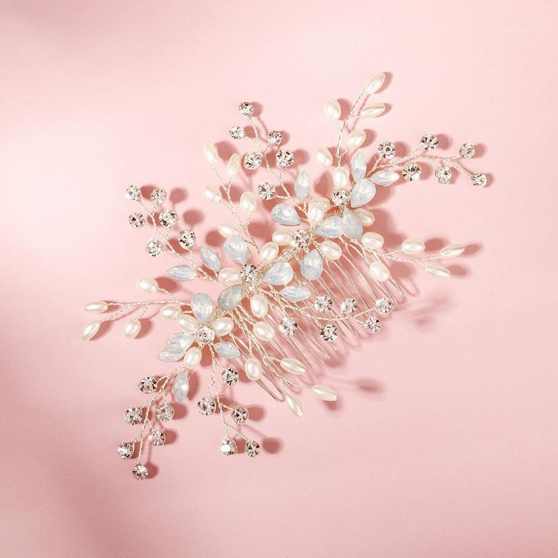 

Hair Clips & Barrettes Bridal Accessories Alloy Handmade Beaded Inlaid Rhinestone Pearl Comb Party Plate Hairband Insert Wedding Tiara, Golden;silver
