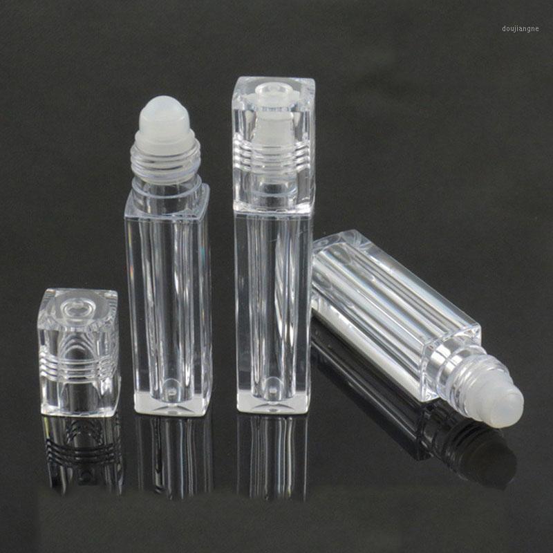 

Empty Cosmetic Container Packaging Roll On Bottle Pink Clear 6.5 ML 10 Pieces Square Clear Roller On Bottle1