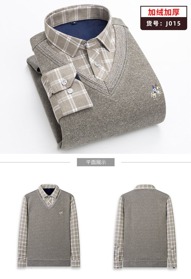 

2021 New Brand Spring Autumn Winter Black Red Long Sleeves v Neck Plus Velvet Wram Korea Style Shirt for Men's Oversized Clothing Ay6h, J006