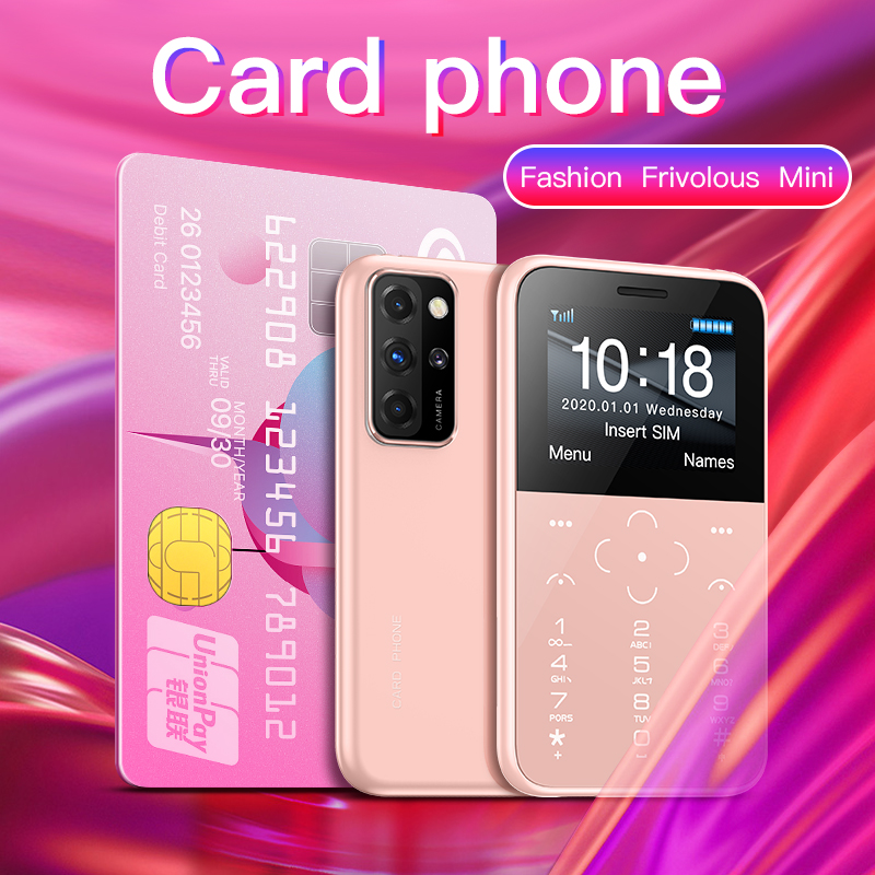 

Full bands 4G Cell phones Original soyes Unlock Mobile Phone Portable Mini credit card Smartphone MP3 Bluetooth FM Ultrathin Small dual sim telephone gsm cellphone, Pink