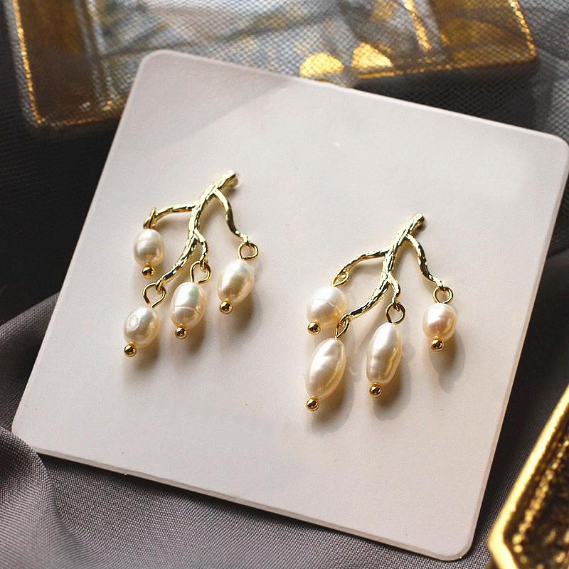 

AENSOA 2020 New Vintage Japan Korean Dorp Earrings For Women Temperament Sweet Simulated Pearl Tree Shape Jewelry Pendientes