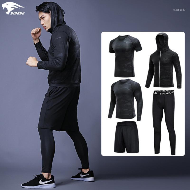 

YINGHU Compression sport suits men sport sports quick drying running clothing sets joggers training gym fitness workout set1, 05