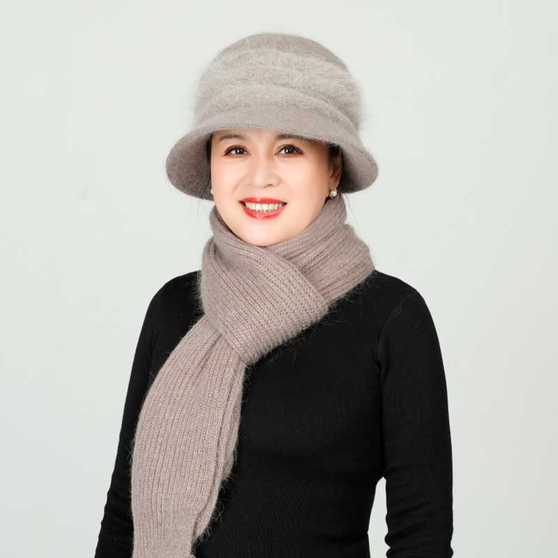 

Women Beanies Scarf Winter Knitted Hats 2020 Women Thick Warm Mother Wool Knitted Beanie Cap Soft Hats Girls Bucket, Wine red