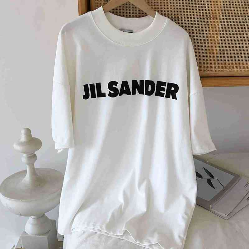 

1:1 Jil sander 2021 Summer New Unisex T-shirt designer brand high street short sleeve hip hop oversize loose simple tee G1229, White