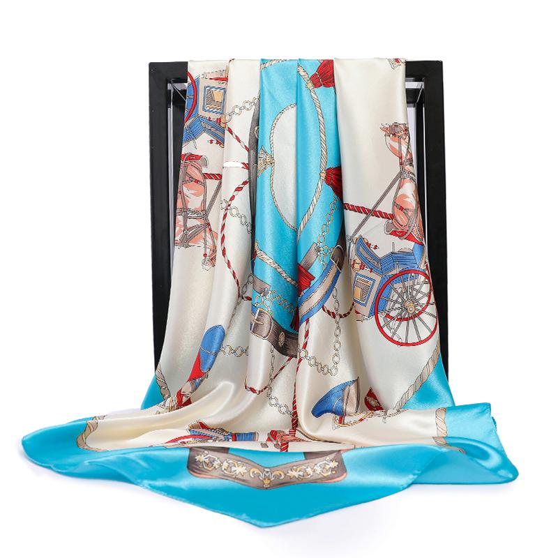 

Summer Fashion Scarves for Women Print Satin Silk Scarf Female 90x90cm Square Shawl Bandana Head Large Hijab Scarfs For Ladies