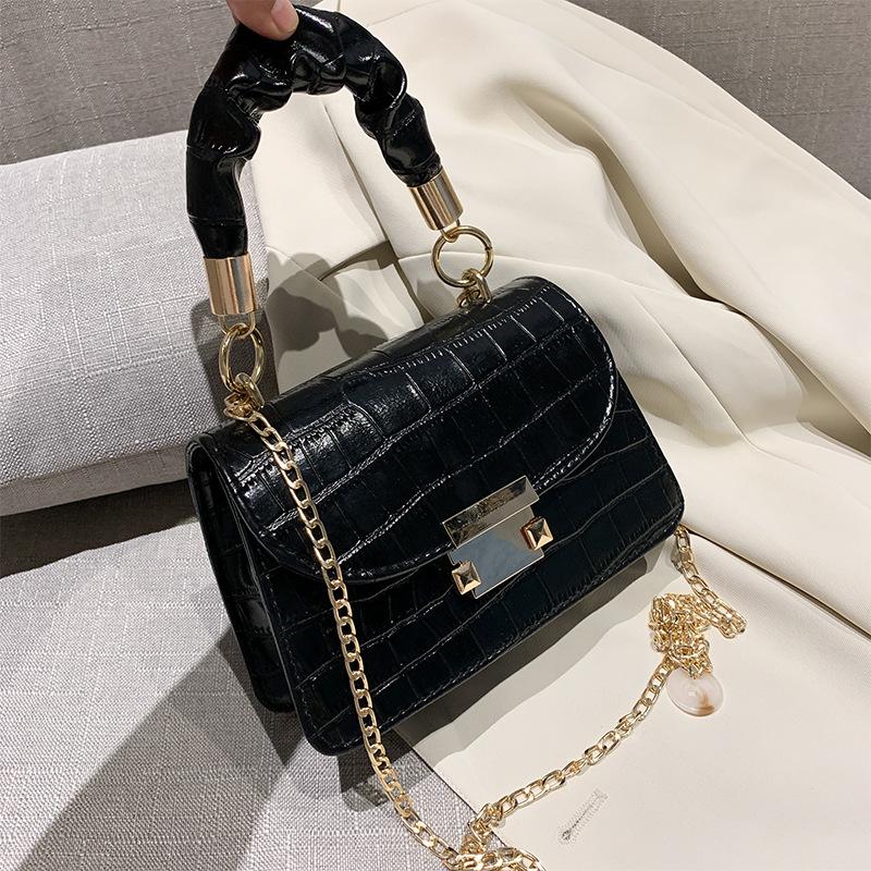 

Women Stone Pattern Handbags Female Small Chain PU Leather Bag Women's Designer Shoulder Bag Phone Purse Tote, Black