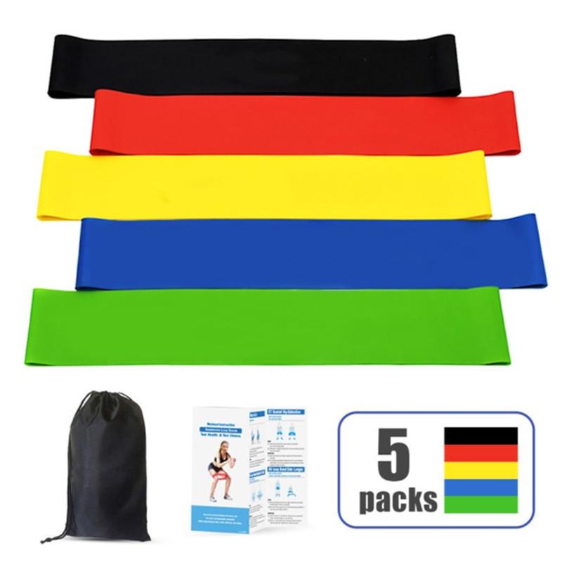 

Resistance Bands 5Pcs/Set Yoga Rubber Fitness Elastic 0.3mm-1.1mm Training Gum Pilates Sport Crossfit Workout