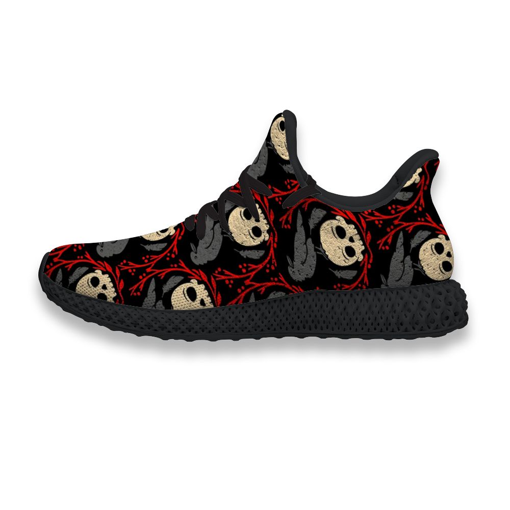

4D Running Shoes Spooktacular Skull Images - Custom Printing Mens Air Mesh Upper Fashion Shock Absorbing Casual Gym Trainers Sneaker, White