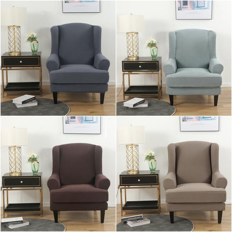 

1set Sloping Arm King Back Chair Cover with Seat Cushion Case Elastic Wingback Armchair Cover Stretch Sofa Slipcover Protector1