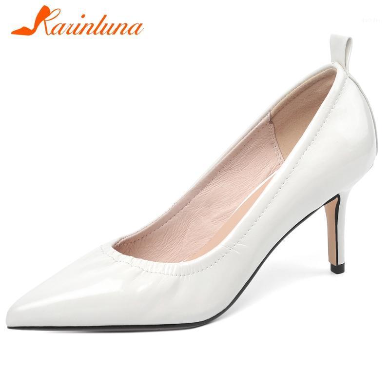 

KARIN Big Size 33-42 New Ladies Party Pumps Fashion Pointed Toe Thin High Heels Pumpe Women Genuine Leather Shoes Woman1, Black