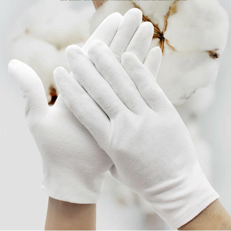 

6Pairs White Inspection Work Gloves High Stretch Coin Jewelry Gloves S-XL