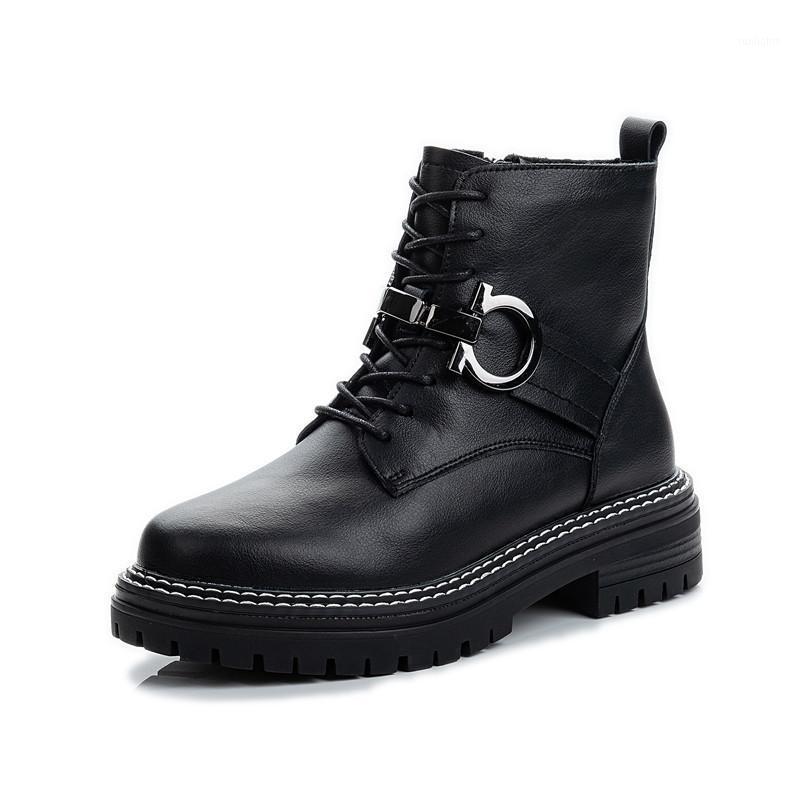 

Autumn High-top Buckle Women ankle Shoes Woman Motocycle Booties Female Genuine Split Leather Ankle Boots Square Heel Boots1, Beige