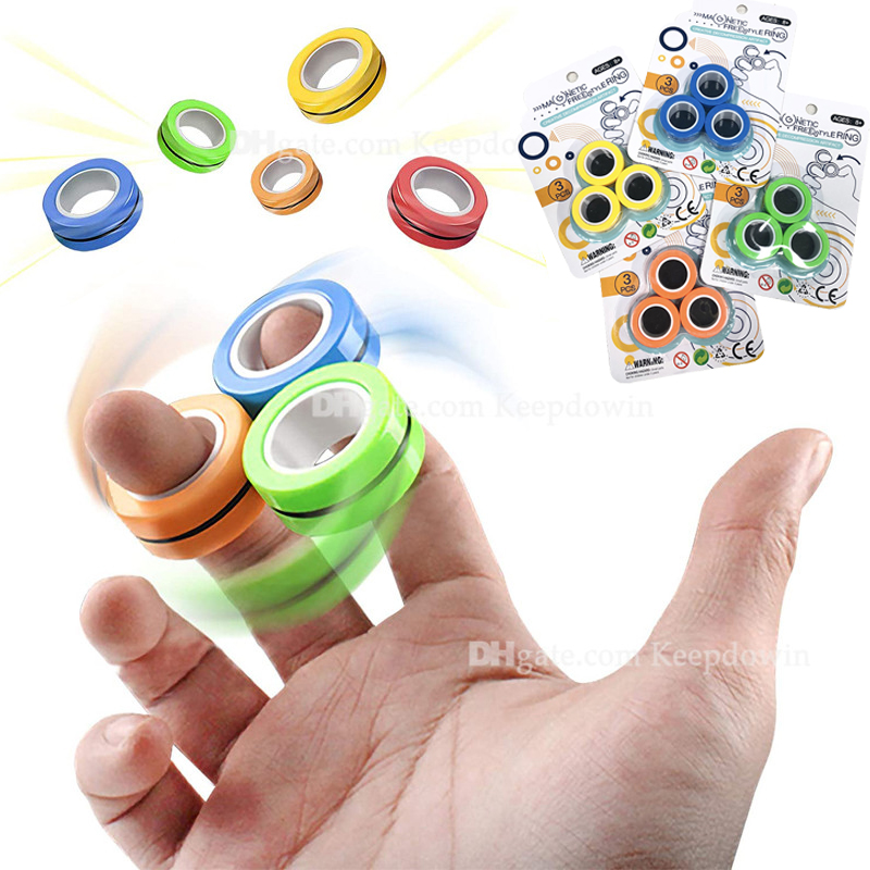 

Magnetic Rings Fidget Toy 3pcs/Set Magnetic Fidget Rings Ideal Adhd Toys Anxiety Reliever Teens Cool Toy Rings for Adults Focus Kids Study