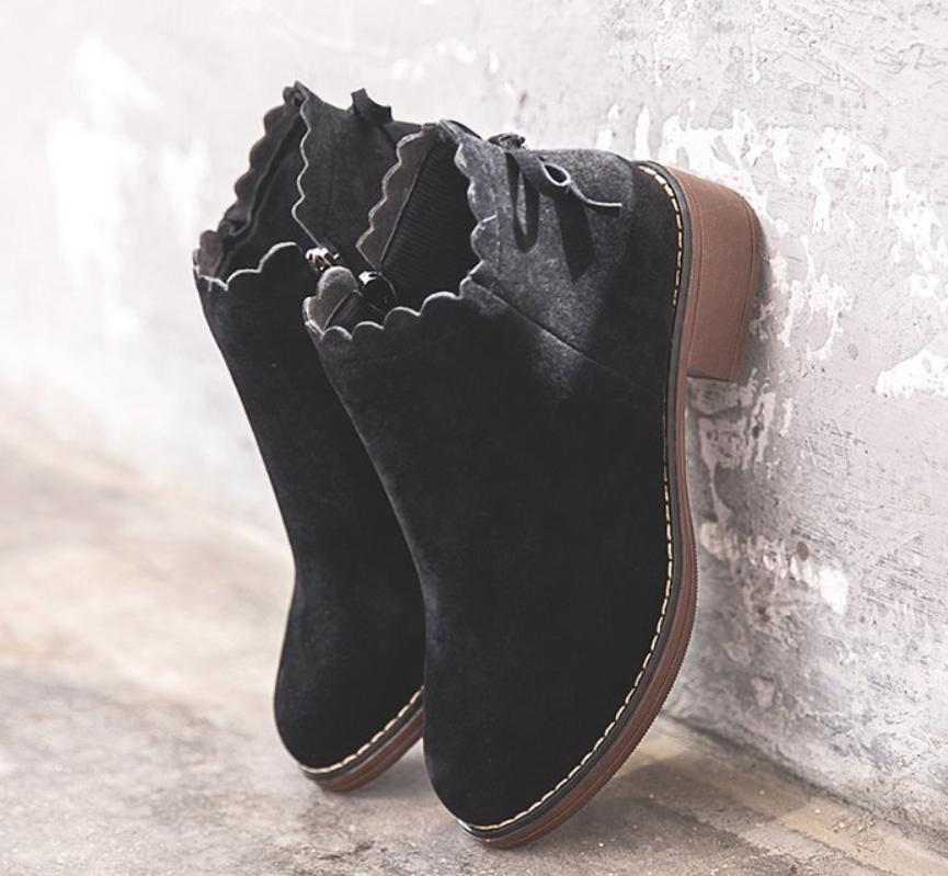 

New Boots Autumn Winter Boots Ladies Ankle Heels Shoes Woman Suede Leather casual Outdoor1, Black