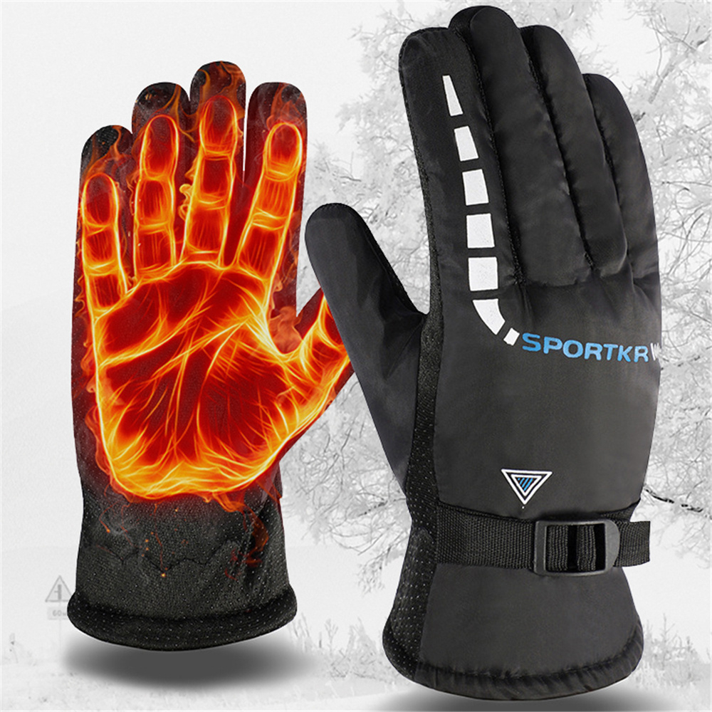 

Outdoor Men Winter Gloves Motorcycle Bike Cycling Windproof Thermal Gloves Ski Non Slip Thicken Warm Mittens Full Finger Gloves, Blue