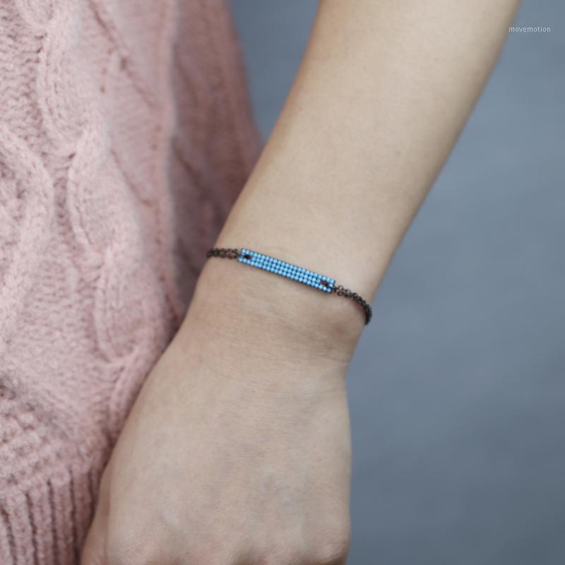 

new arrive rose black color three row turquoises paved charm bar bracelet for girl turkish trendy adjusted double chain jewelry1