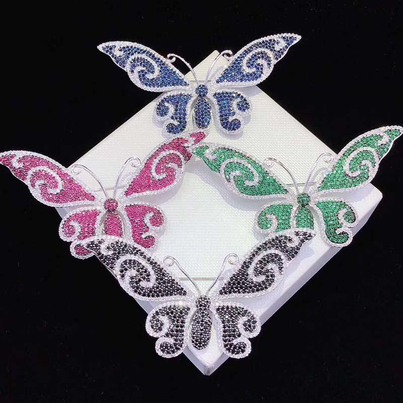 

Pins, Brooches 40X76MM Women's High Quality Classic Butterfly With CZ Jewelry Brooch,Fashion Style For Woman Christmas Gift 1 Pair