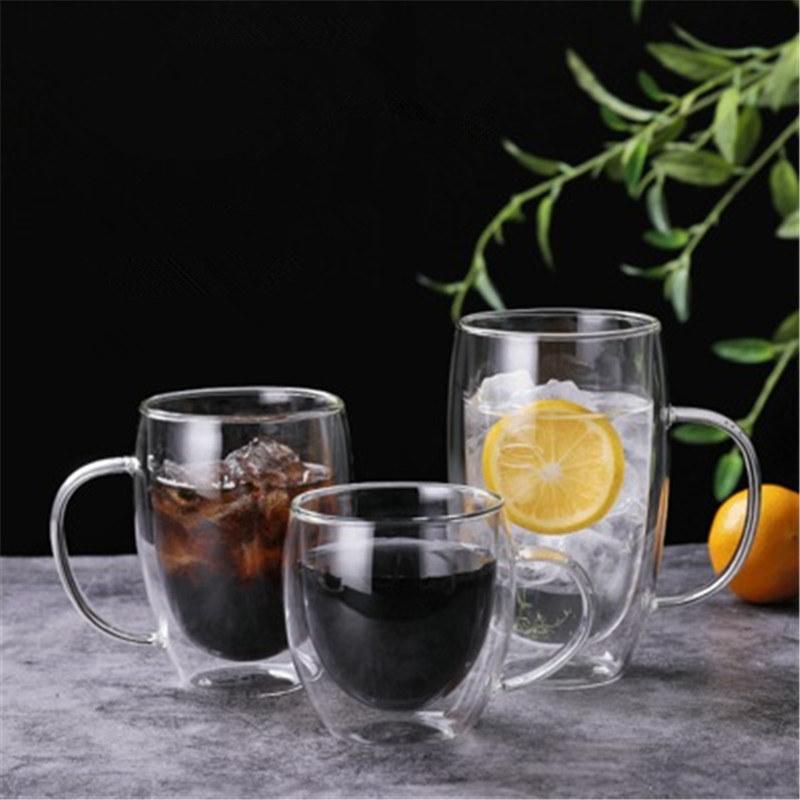 

Double Wall coffee cup heat resistant glass creative cup heat insulation water cold drink milk juice drinkware mug, 80ml