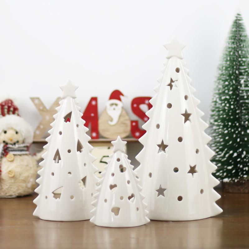 

New Europe White Ceramic Tree Hollow Candle Holder Porcelain Tree Figurine Home Wedding Decoration Accessories Christmas Decor1