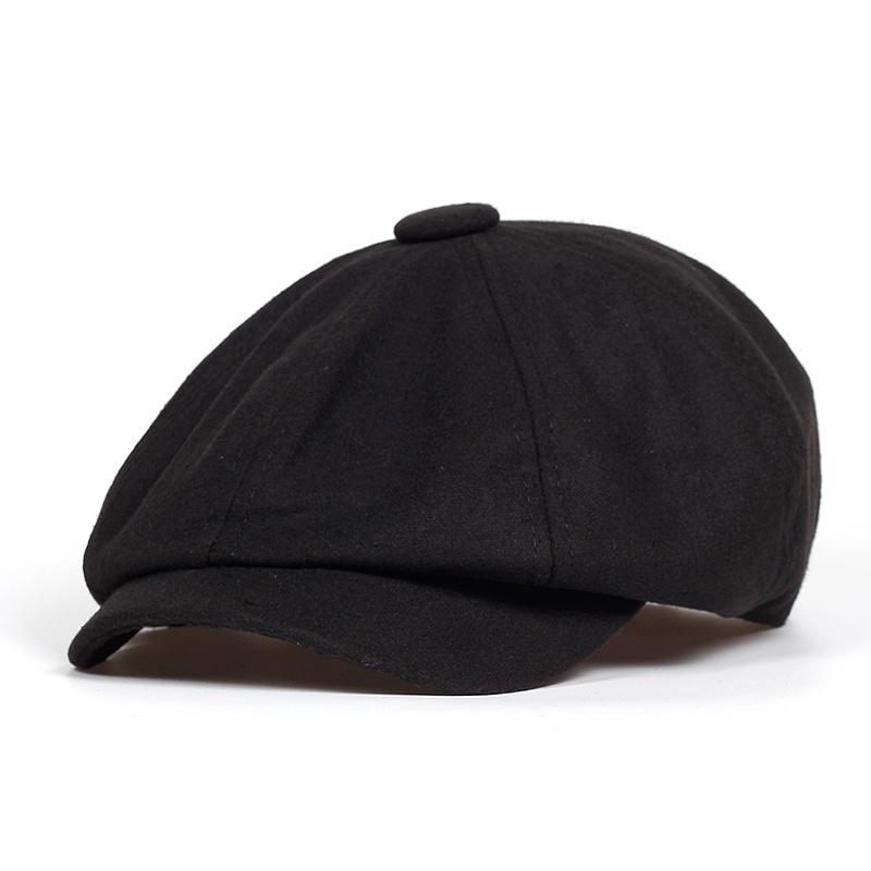 

Berets Men Flat Cap Black Grey Boy Baker Hats Cotton Beret Hat British Retro Woolen