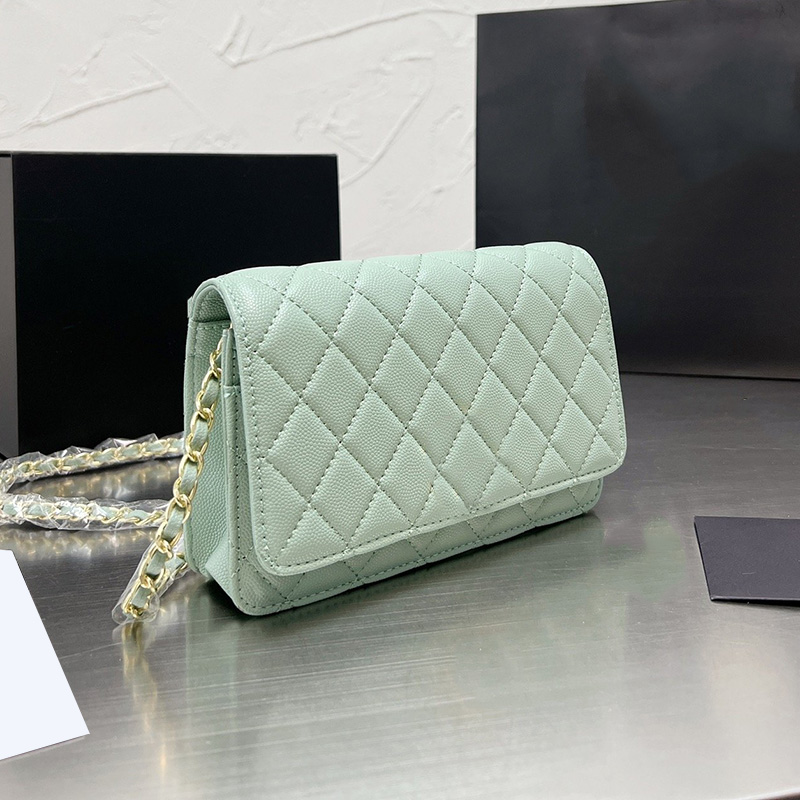 

2022Ssw Designer Classic Mini Flap Caviar Wallet Purse Bags Calfskin Phone Card Holder Multi Pochette Two-tone GHW Matelasse Crossbody Shoulder Handbags 19x12CM, Box