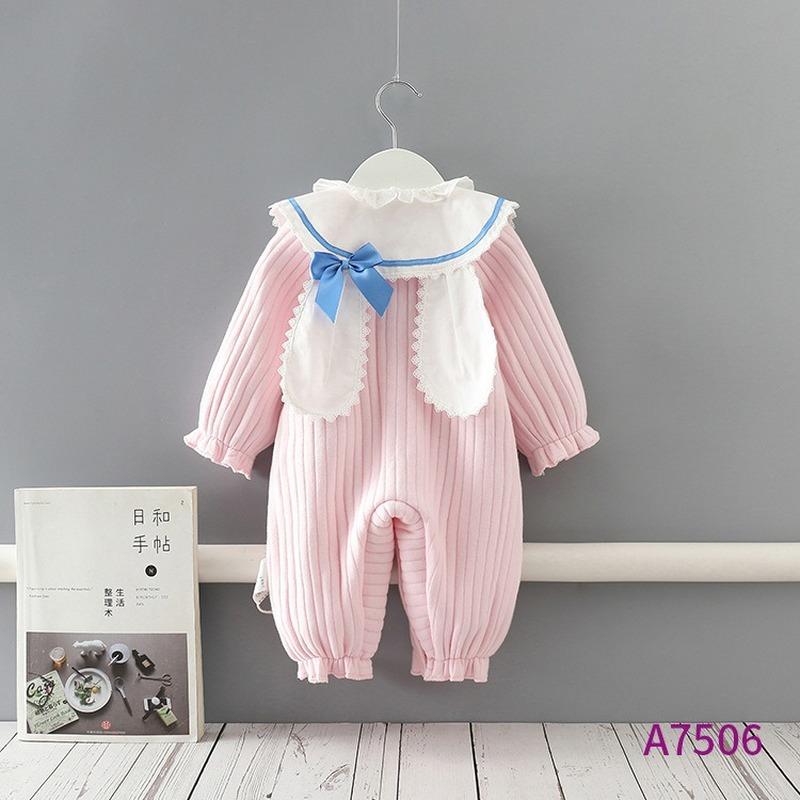 

Children's Clothing 2020 New Baby One-Piece Suit Eared Baby Thick Warm Romper Crawling Clothes Girl Winter Clothes, As shown