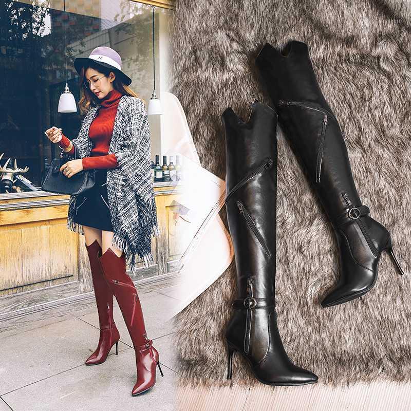 

2020 New Autumn Winter Women Boots High Quality Solid Lace-up European Ladies shoes PU Leather Fashion Boots Free Shipping 32-431, Black